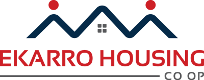 Ekarro Housing Co-Op logo, rooftops above name.
